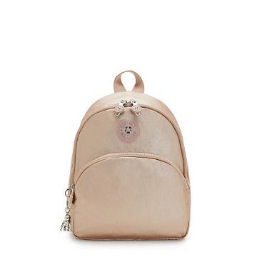 Kipling Paola Small Metallic Backpacks Gold Charm Metallic | CA 1600PJ